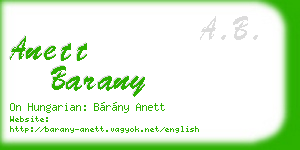 anett barany business card